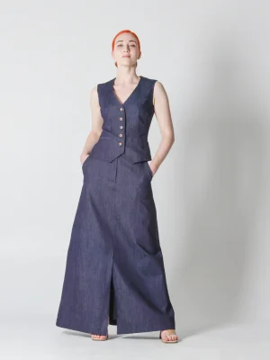 Denim Vest in Indigo