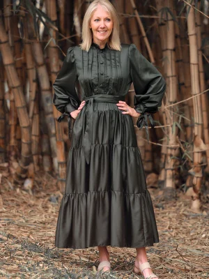 Afsana Three Tiered Maxi Dress - Forest Green