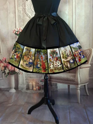Alice in Wonderland Vintage Illustrations 50's Style Skirt