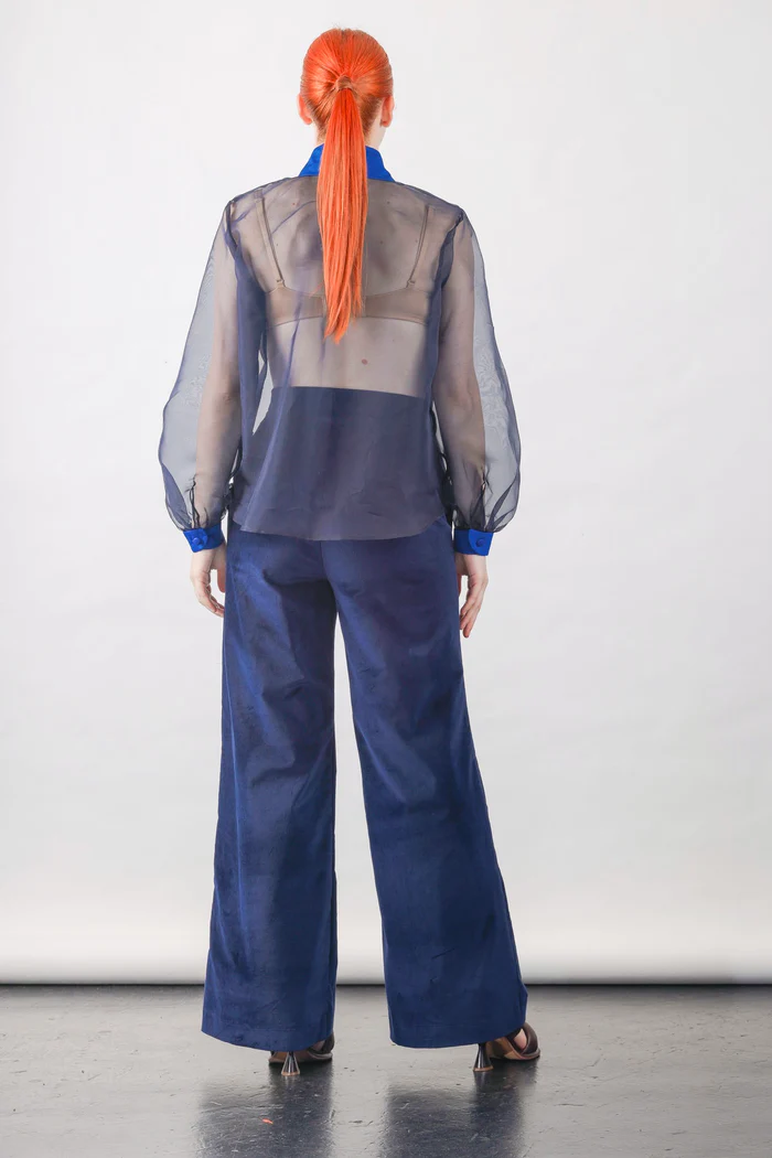 Anthony Shirt in Navy Silk Organza - Image 8