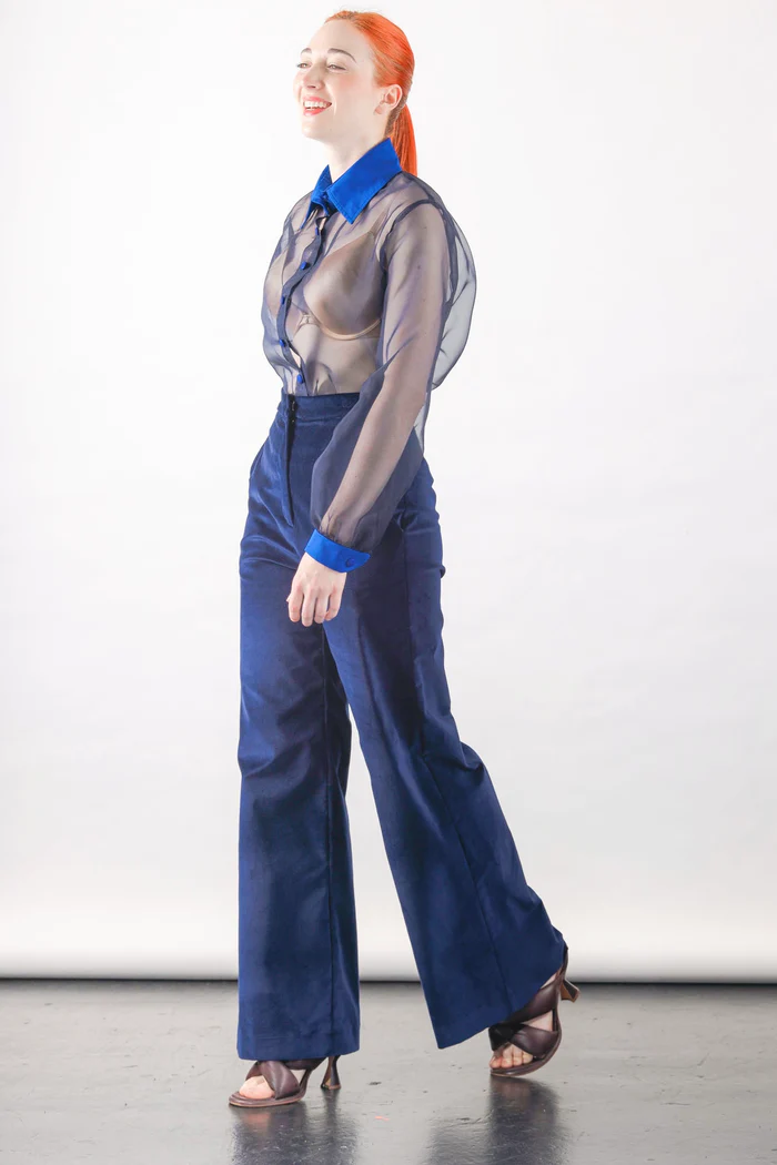 Anthony Shirt in Navy Silk Organza - Image 4