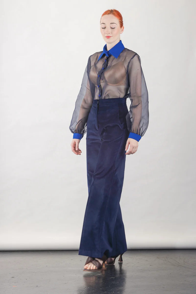 Anthony Shirt in Navy Silk Organza