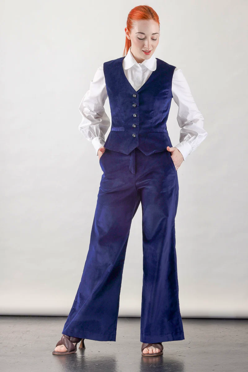 Navy Velvet Vest - Image 2