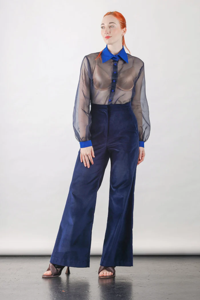 Anthony Shirt in Navy Silk Organza - Image 6