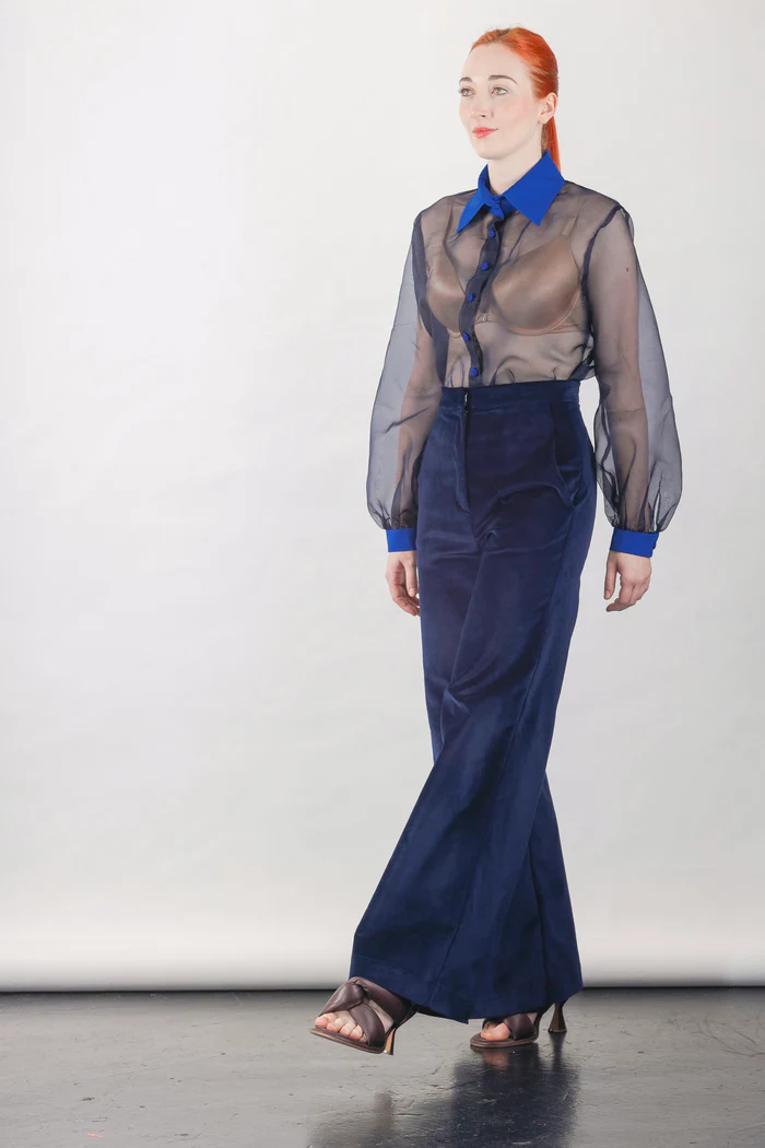 Anthony Shirt in Navy Silk Organza - Image 5