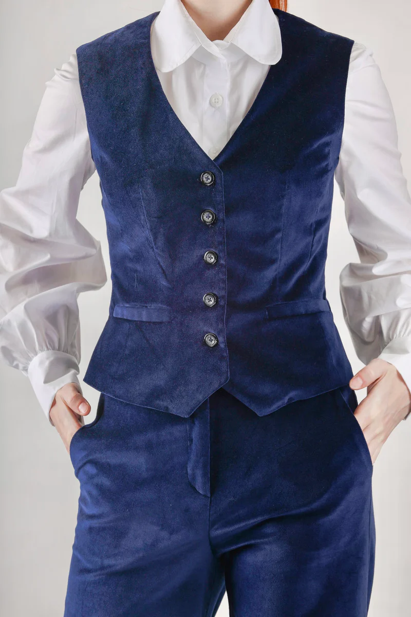 Navy Velvet Vest
