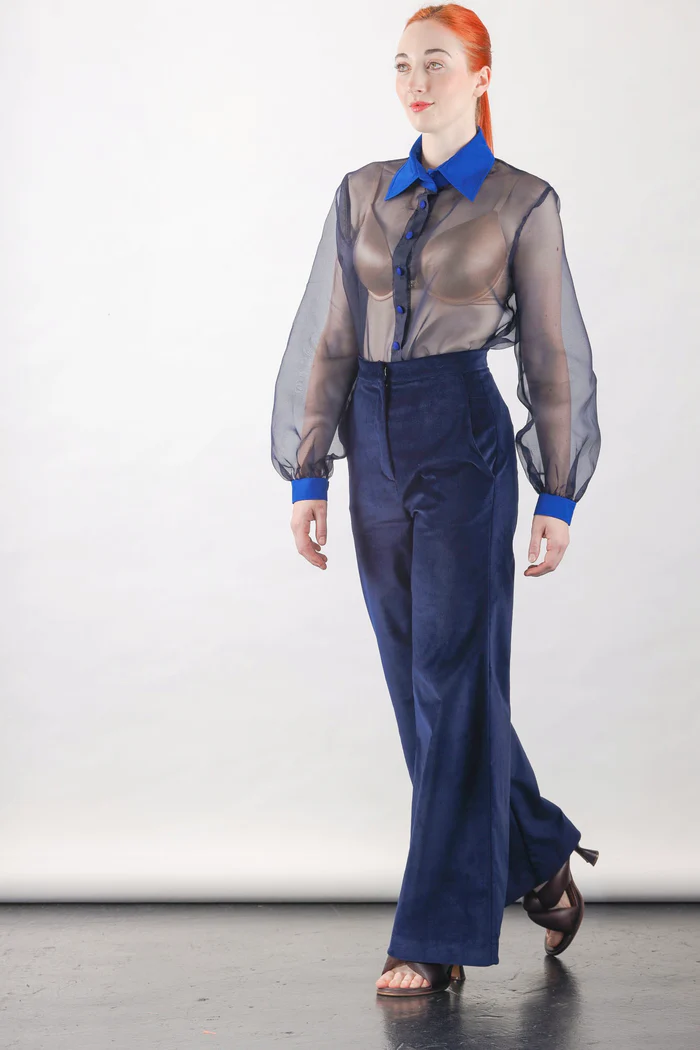 Anthony Shirt in Navy Silk Organza - Image 3