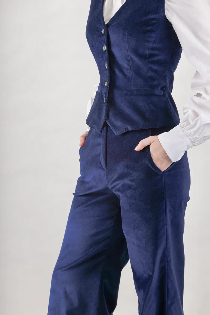 Navy Velvet Vest - Image 4