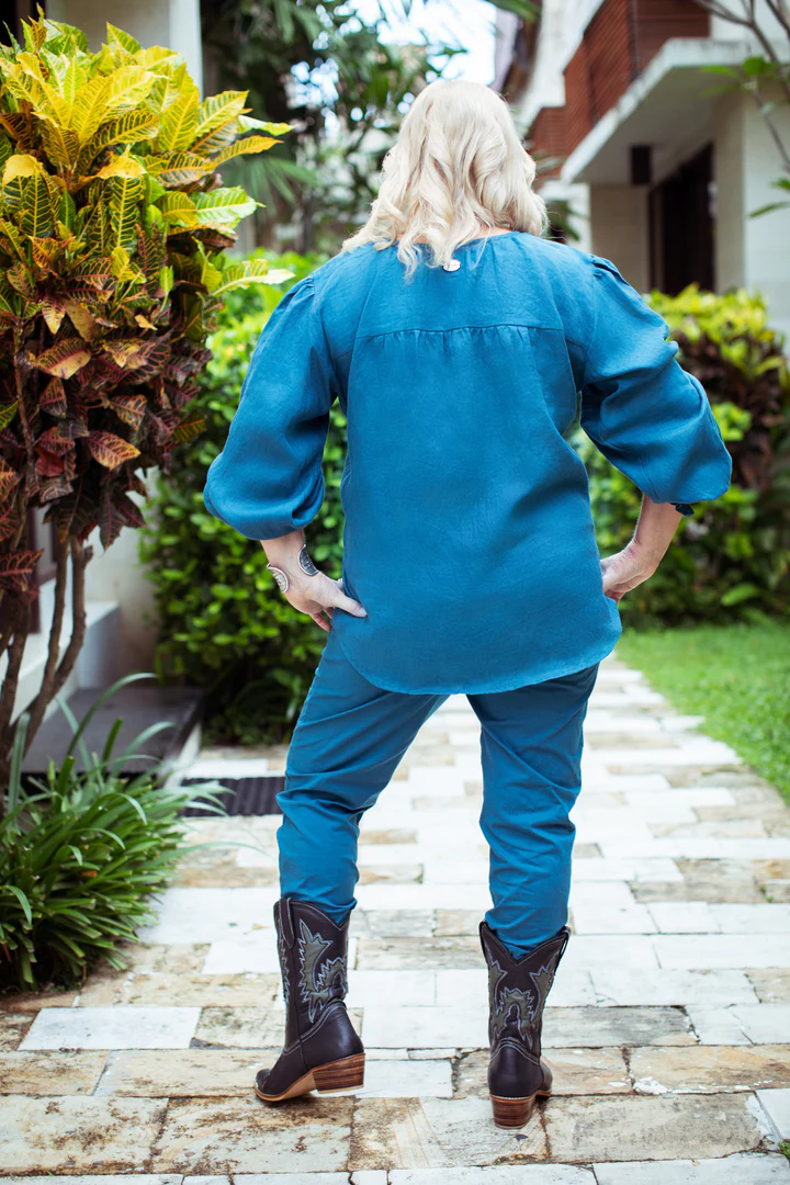 Puff Sleeve Shirt - Blue - Image 4