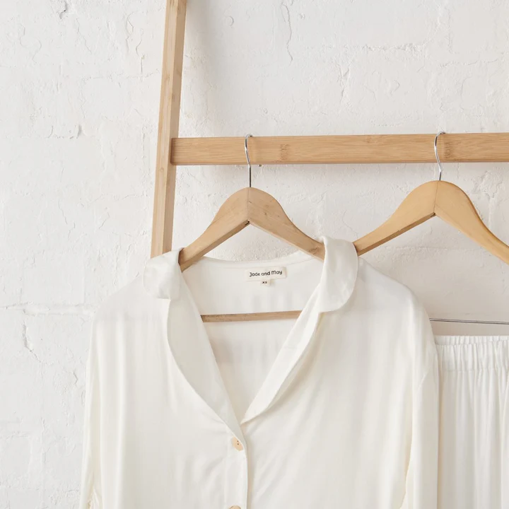 Bamboo Pyjama Classic Set in White - Image 2