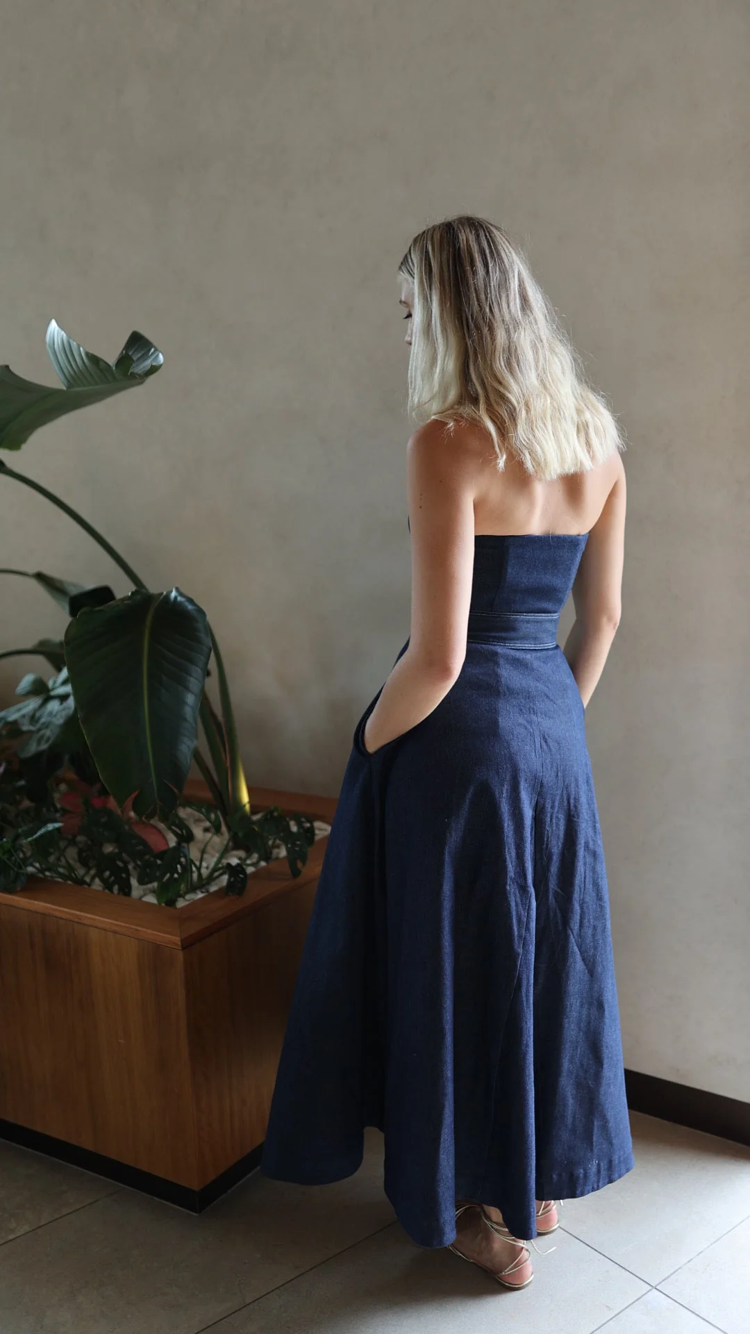 Denim Bustier Dress - Image 4