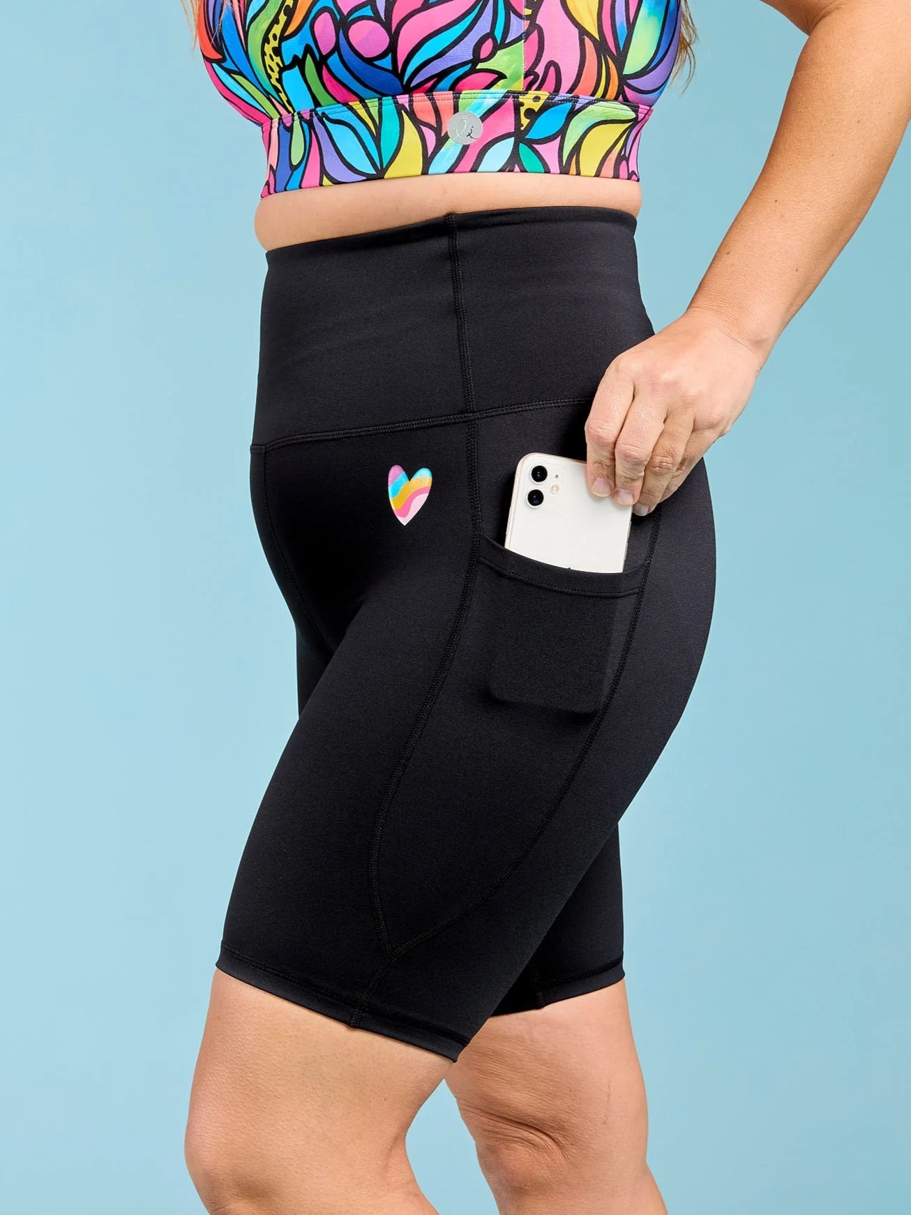 Rainbow at Heart Everyday Black Bike Shorts - Image 11