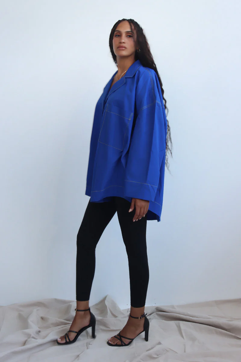 Cobalt Charm Cotton Shirt in Blue - Image 4