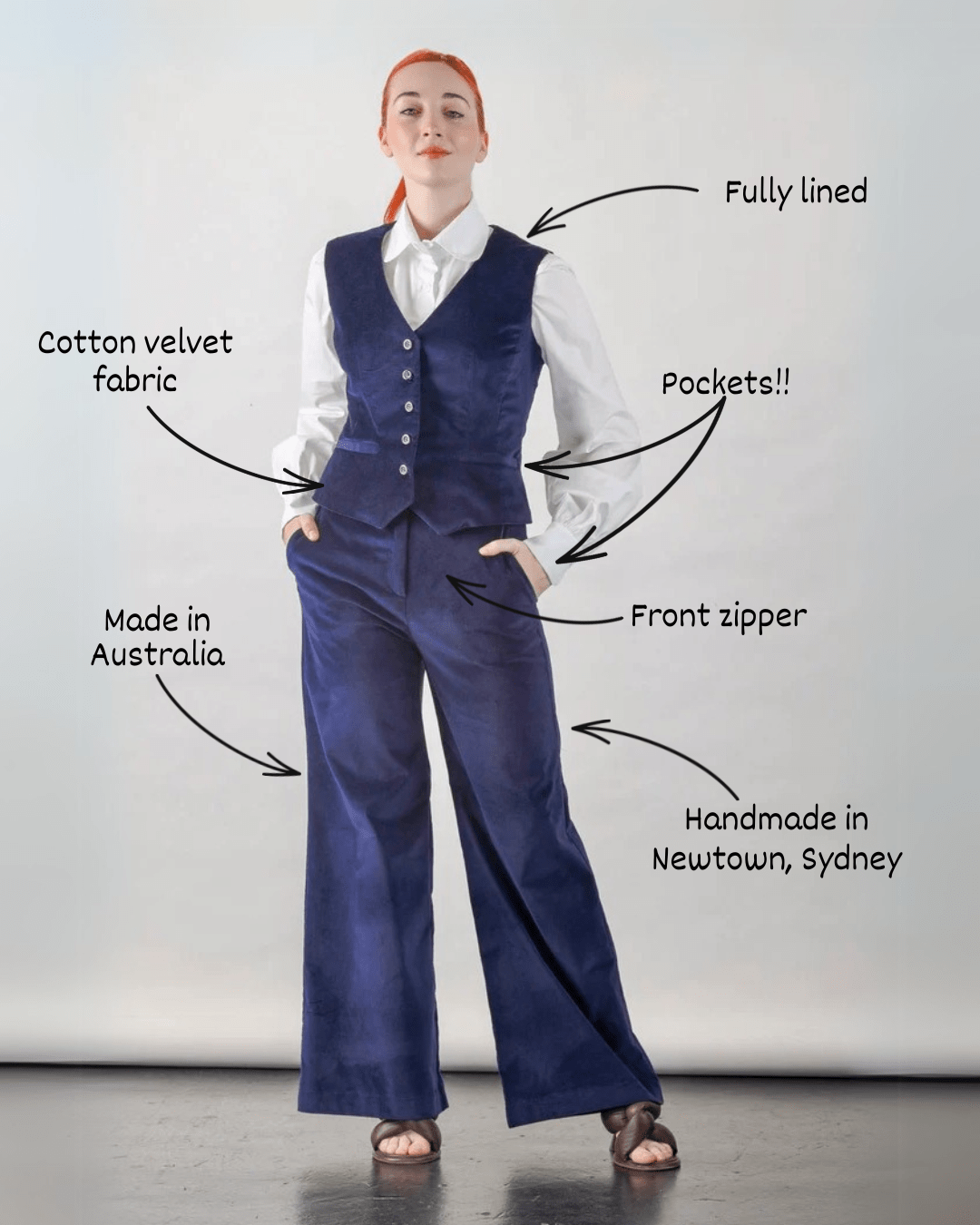 Navy Velvet Vest - Image 12