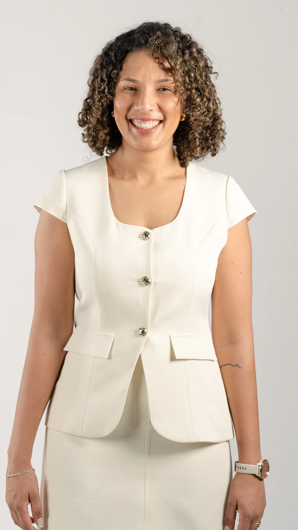 Creme de la Creme Buttoned Top - Image 2