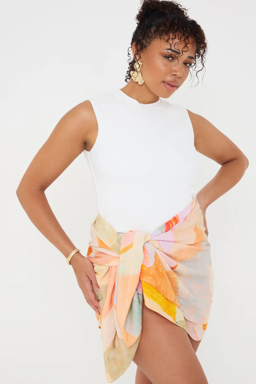 High Neck White Rib Swimsuit - Image 14